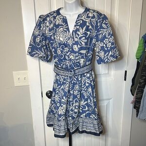 NWT Joie Anthropologie Blue and White Floral Mini Dress‎